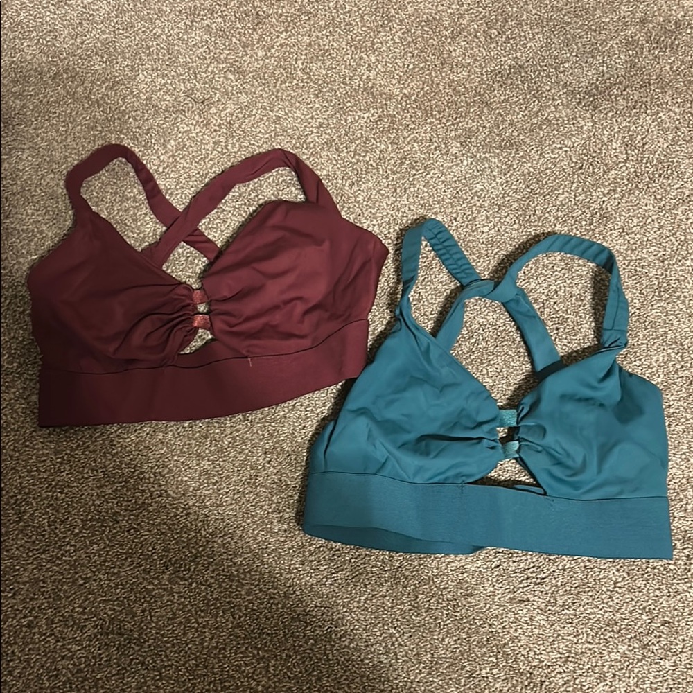 Women's Born Primitive Crisscross Bralette Set - Burgundy and Teal EUC SET